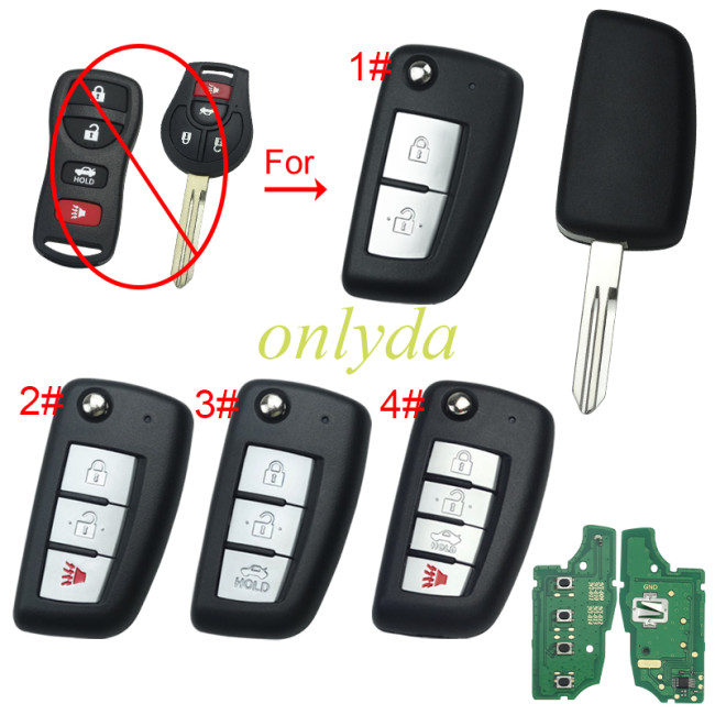 For Nissan  remote key with 315mhz VDO modle, pls choose button