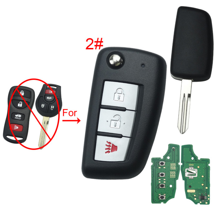 For Nissan   remote key with 434mhz/315mhz electronic wave modle, pls choose button and frequency