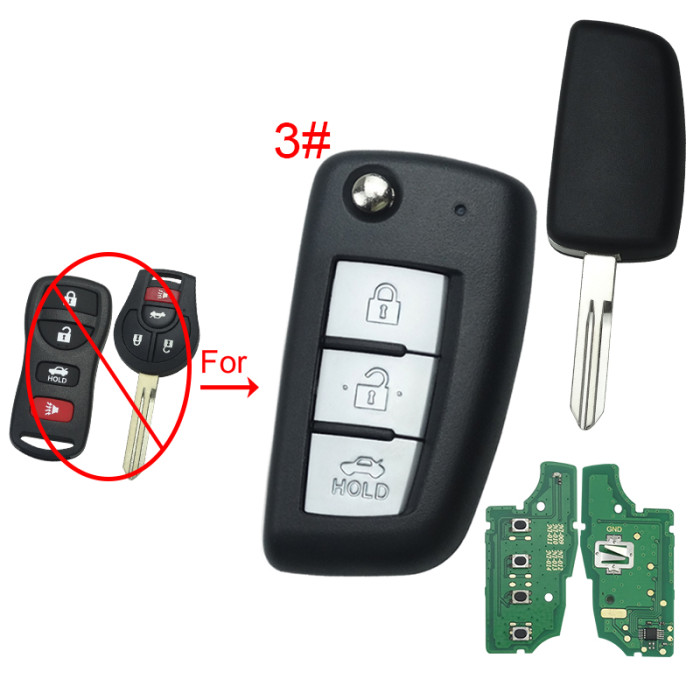 For Nissan   remote key with 434mhz/315mhz electronic wave modle, pls choose button and frequency