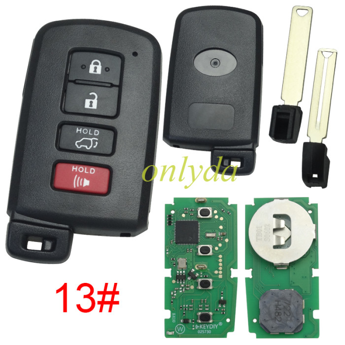 KEYDIY TB01 KD Smart Key Universal Remote Control With 8A/Toyota H chip ,please choose the key shell