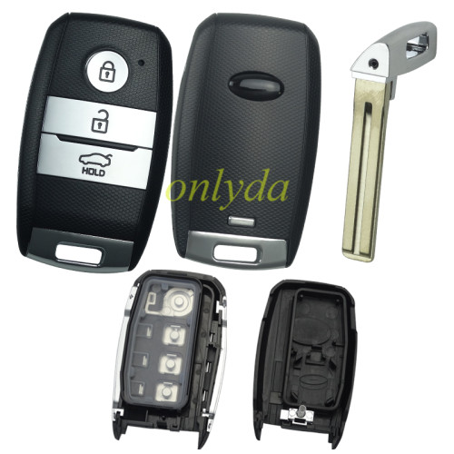 For Kia 3 button remote key shell with key blade with badge