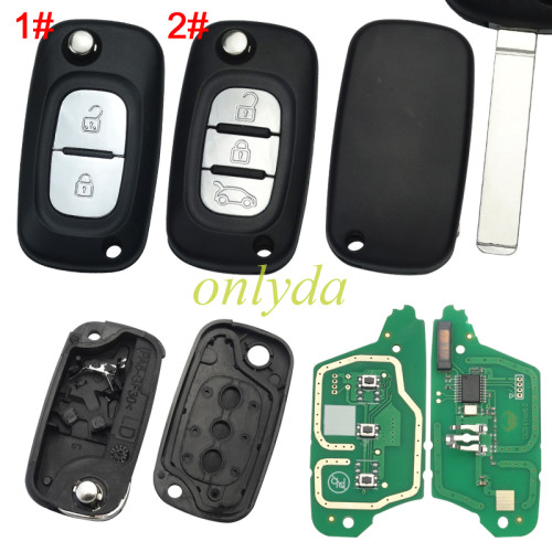 For Renault 2 button remote key with PCF7961(HITAG2) ID46 Chip 434 mhz with ASK Blade: VA2 , pls choose button