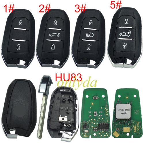 original Peugeot smart  remote key with 434mhz (HITAG AES) 4A chip Original PCB+ aftermarket shell HU83 Blade