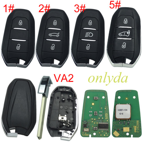 original Peugeot 508 citroen remote key  with 434MHZ with PCF7945 ID46 chip 3button /  VA2 BALDE Original PCB+ Aftermarket shell