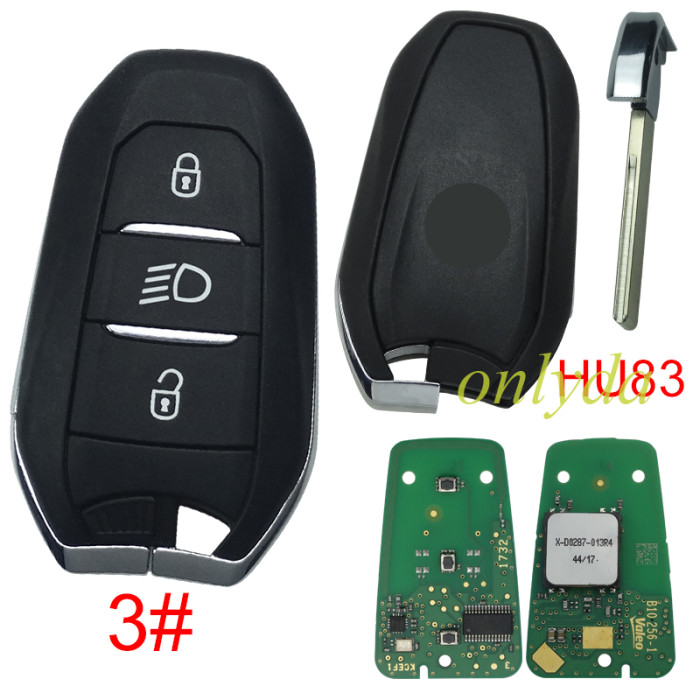original Peugeot 508 citroen remote key  with 434MHZ with PCF7945 ID46 chip 3button /  HU83 BALDE Original PCB+ Aftermarket shell