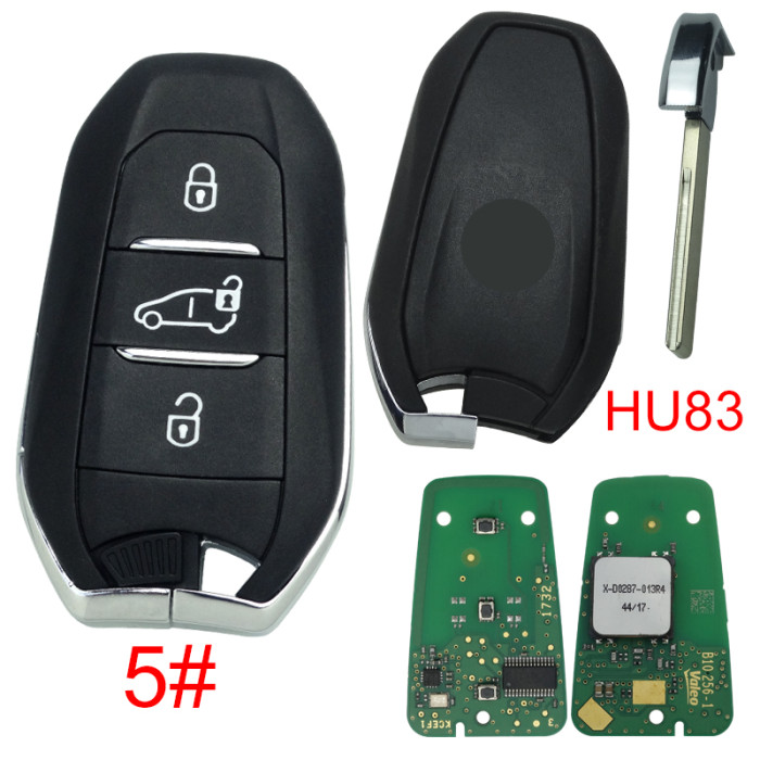 original Peugeot 508 citroen remote key  with 434MHZ with PCF7945 ID46 chip 3button /  HU83 BALDE Original PCB+ Aftermarket shell