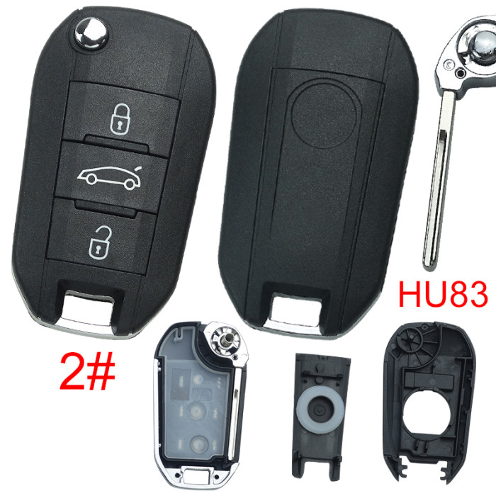 For Fiat 3 button remote key shell with round badge, blade is HU83, pls choose button model