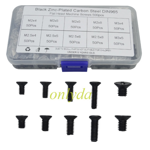 KM Flat Head Phillips Screws Assortment Kit 500PCS,50 of each of M2, M2.5, and M3