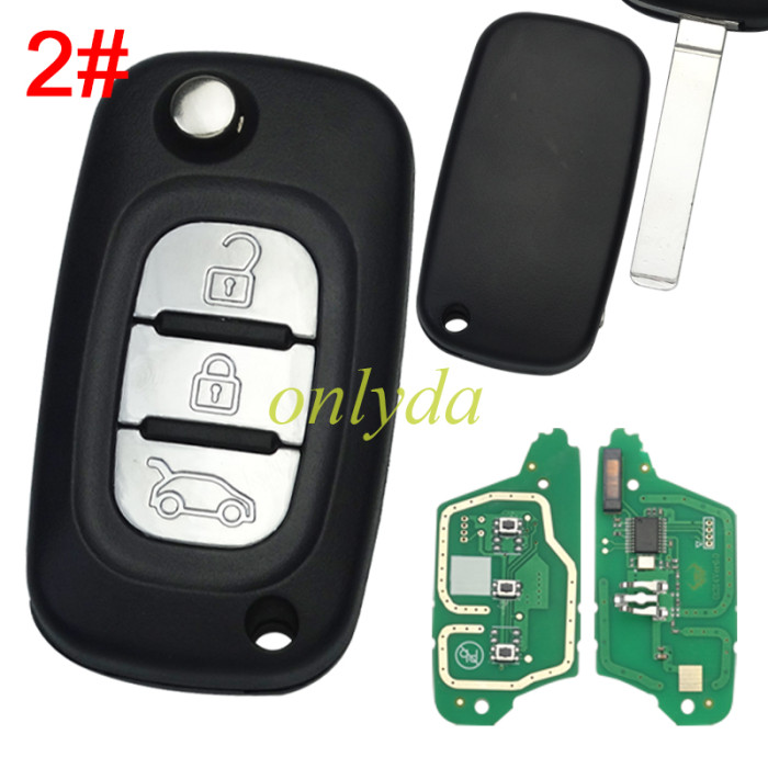 For Renault 2 button remote key with PCF7961(HITAG2) ID46 Chip 434 mhz with ASK Blade: VA2 , pls choose button