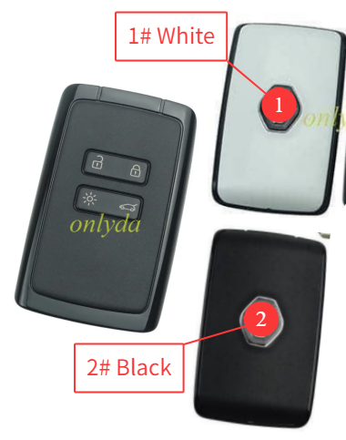 original Keyless Renault  CAPTUR 2018-2023  CLIO 2018-2023 ESPACE 2018-2023 MEGANE 2018-2023 ZOE 2018-2023  Smart Card Key 4 Buttons 433MHz  HITAG AES NCF29A1M ID4A   White Color/Black color   FCC ID: KR5IK4CH-01 OEM Part Number: 285977147R