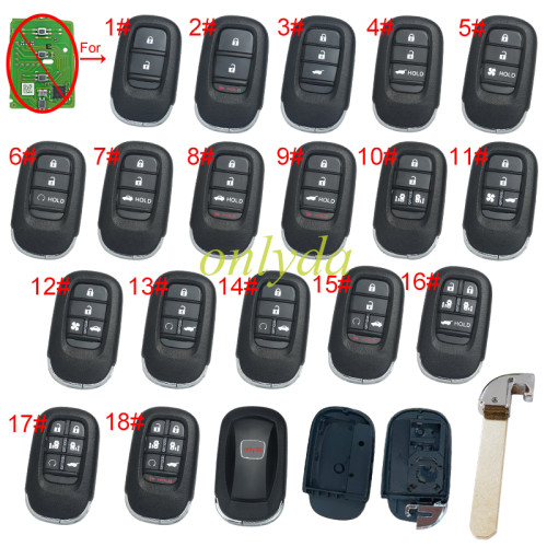 Modified Honda 11th generation Civic key case with logo,  fit for VVDI PCB