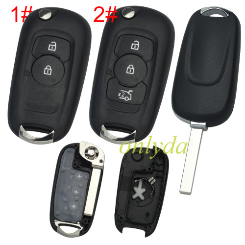 For Opel 2/3 button flip remote key shell with HU100 blade without  logo , pls choose button