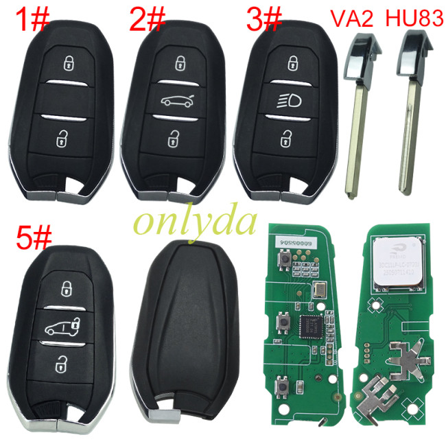 Chip model : A3M65 Aftermarket Smart Key for Peugeot 3 Buttons / Frequency:433MHz Transponder: HITAG AES 4A Blade VA2/HU83 / Part No: 98 097 814 ZD / 98097814ZD / Keyless Go 308/3008/408/5008/ opel -Astra L / Corsa F Citroen C4 CACTUS / PICASSO / C3 , pls choose button