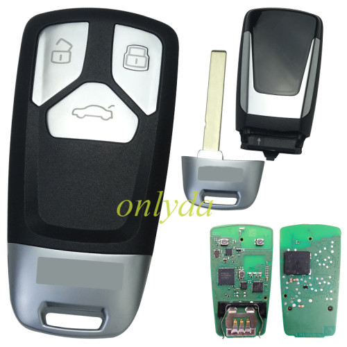 Uninitialized original Audi Keyless 3 button remote key with 433.92mhz FOR AUDI Q7 +2016 (4M0959754T) 4103 3616000068551019 H40/0105/08S 16161 Model:AK01  Original PCB +aftermarket shell