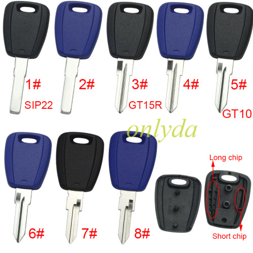 Super Stronger GTL shell  Fiat transponder key blank with SIP22/DT15R/GT10 blade, There are two chip slots （can put TPX long chip and short chip),  Pls choose model .
