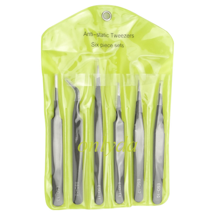 Anti-static Tweezers 6 pieces set  including  ESD-10 ，ESD-11, ESD-12，ESD-13, ESD-14,  ESD-15.