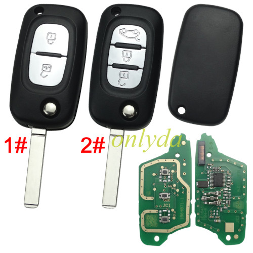 For Renault 2/3 button remote key PCF7961(HITAG2) ID46 Chip 434 mhz Blade: VA2 with FSK ， pls choose button
