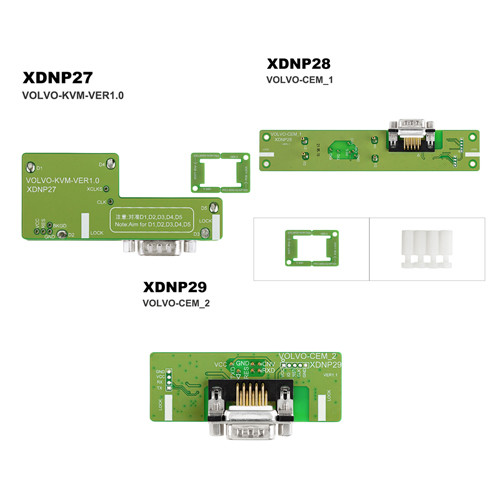 Xhorse XDNPP2CH Adapters Solder-free Volvo 3PCS Set For Xhorse MINI PROG and Key Tool Plus, 1)XDNP27 for VOLVO-KVM-VER1.0    2)XDNP28 for VOLVO-CEM..1    3)XDNP29 for VOLVO-CEM..2 ADAPTER
