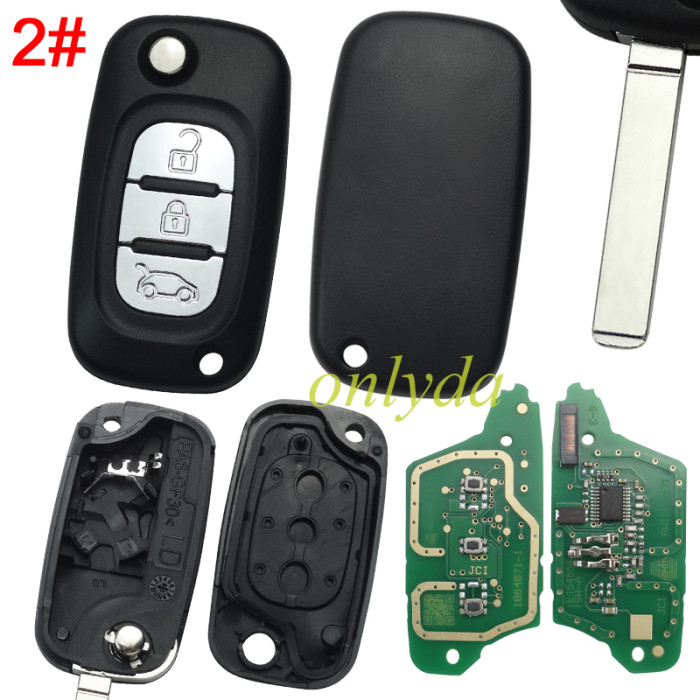 For Renault 2/3 button remote key PCF7961(HITAG2) ID46 Chip 434 mhz Blade: VA2 with FSK ， pls choose button