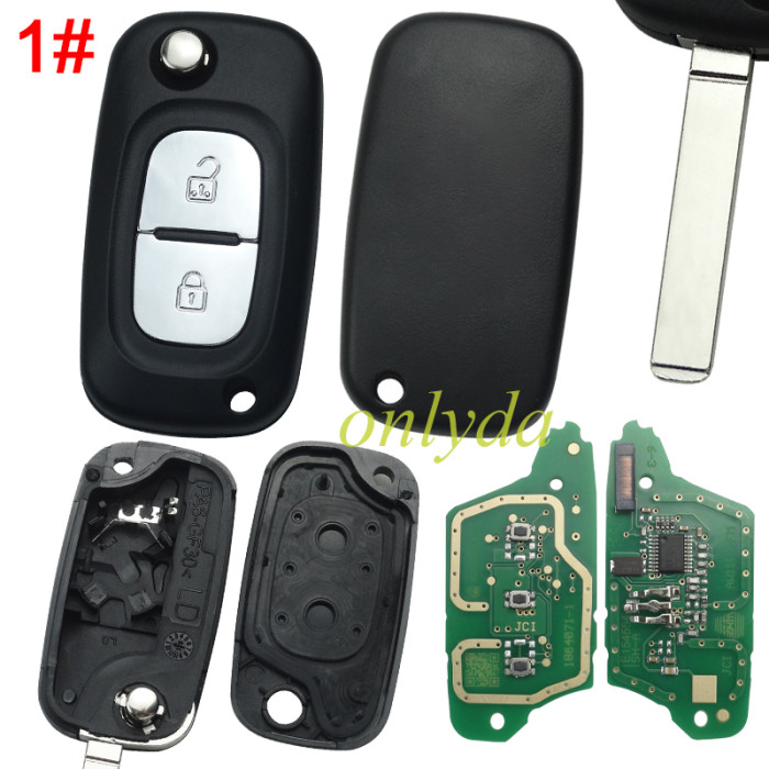 For Renault 2/3 button remote key PCF7961(HITAG2) ID46 Chip 434 mhz Blade: VA2 with FSK ， pls choose button