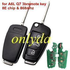 KYDZ Audi A6L Q7 3 button remote key with 8E chip & 868mhz FSK  work with zed full autel vvdi lonsor machine For Audi A6 01.2004-08.2011 Audi Q7 2006-2015  Audi S6 2004-2010  4F0 837 220 AK