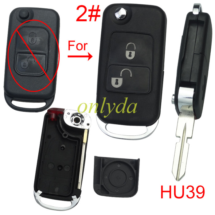 For Benz modified key shell with HU39 blade with Badge , pls choose button
