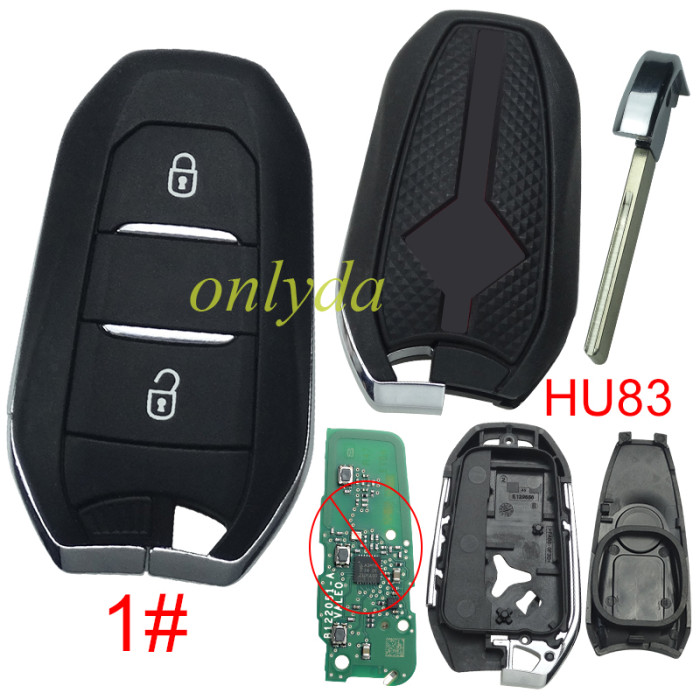 For Citroen DS remote key shell with New Model Red Back Cover with DS badge, blade HU83. Pls choose the button type