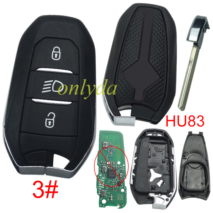 For Citroen DS remote key shell with New Model Red Back Cover with DS badge, blade HU83. Pls choose the button type