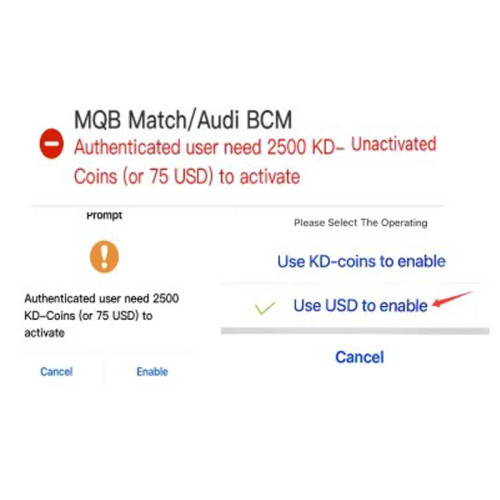 [KEYDIY Wallet Recharge 75USD]  Enable function for MQB Match / AUDI BCM, please note this Only for USD enable. Pls provide your keydiy account , the account must be verifided