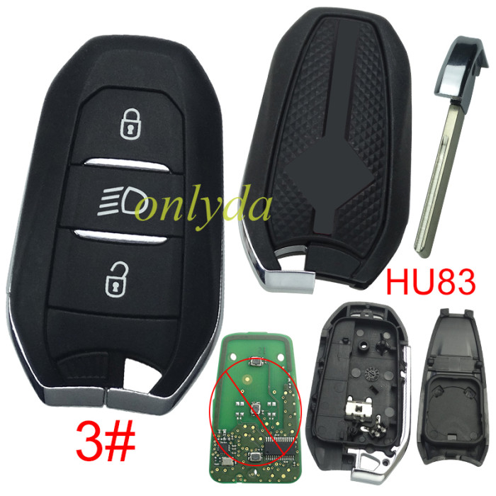 For Citroen remote key shell with with New Model Red Back Cover with DS badge, blade HU83. Pls choose the button type