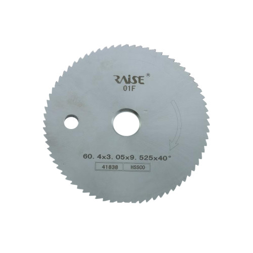 P-3816，Raise cutting wheel Cobalt-Alloyed High-Speed Steel Angle Cutter，specifications φ60.4x3.05xφ9.525x40°