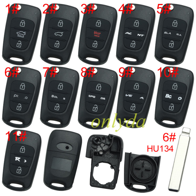 For Hyundai  3 button remote key blank without badge with HY134  blade, pls choose button