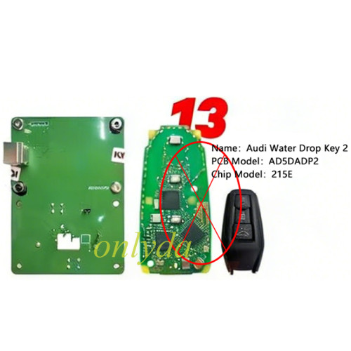 [Not Required Token or annual fee]KYDZ soldering-free adapter Add Key for Audi Drop Key 2 ,  PN:AD5DADP2 Chip type:215E