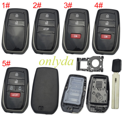 For Toyota  remote key shell with Glossy black texture style cover, without badge,  pls choose button