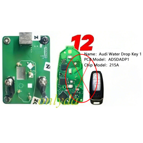 [Not Required Token or annual fee]KYDZ soldering-free adapter  Add Key for Audi Drop Key 1 ,  PN:AD5DADP1 Chip type:215A