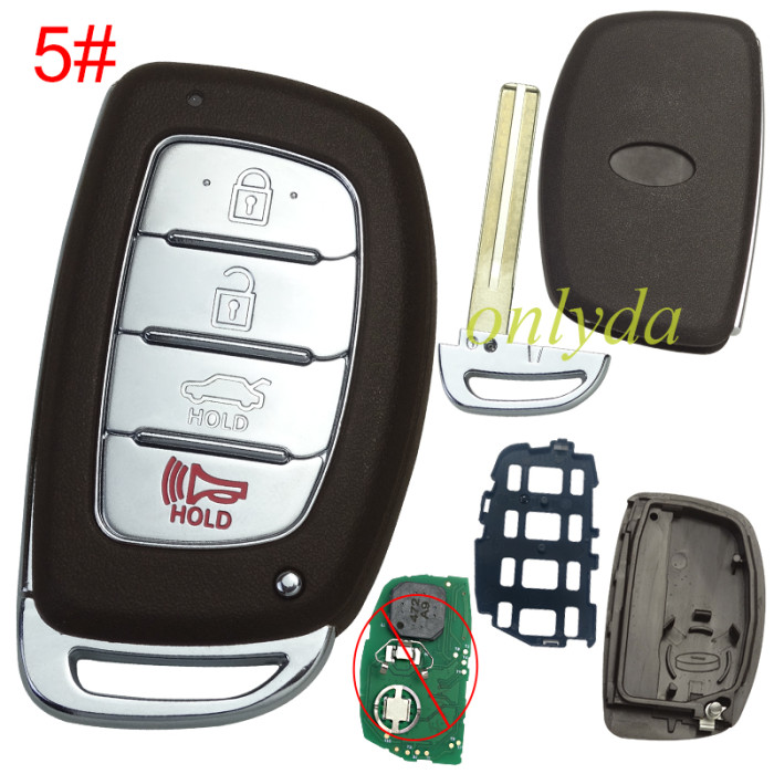 For Hyundai  remote key blank .without battery holder, with badge , pls choose button
