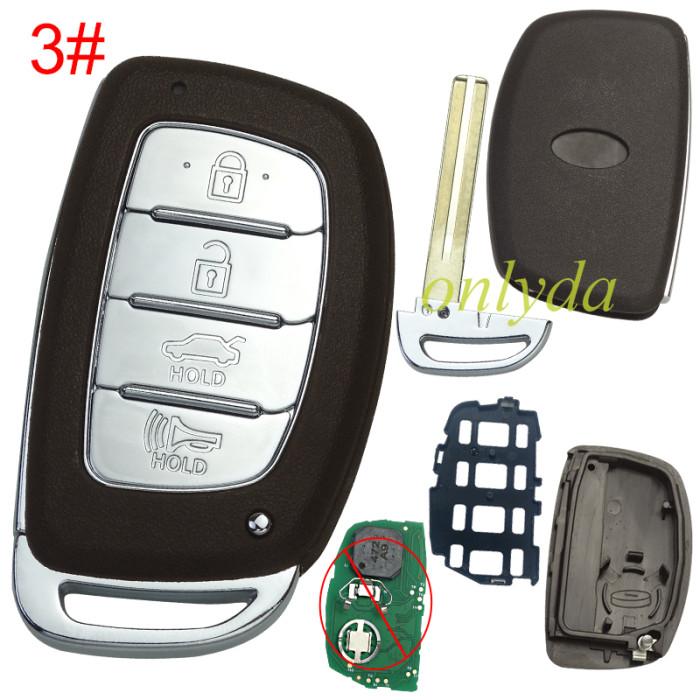 For Hyundai  remote key blank .without battery holder, with badge , pls choose button