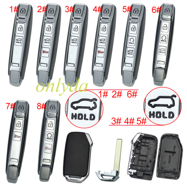 For Kia 3/3+1 button remote key blank without battery holder without badge , buttons on the side , pls choose button (Can be installed with VVDI PCB)