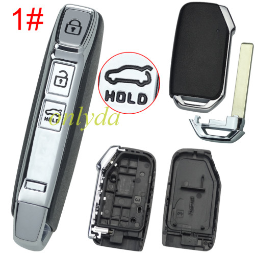 For Kia 3/3+1 button remote  key blank  without battery holder without badge , buttons on the side , pls choose button (Can be installed with VVDI PCB)