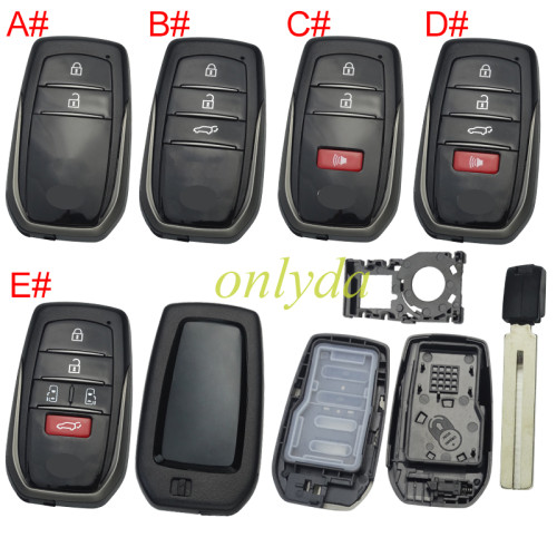 For Toyota  remote key shell with Glossy black texture cover, Front side with badge, Back side with badge place,  pls choose button  （pls leave note for the back cover part model you need)）