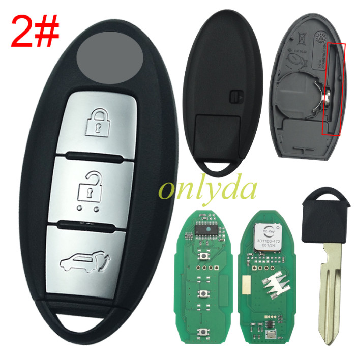 For Nissan Qashqai, X-Trail 2014+ Smart Key,  2 button remote Keyless key ,with 434mhz,with hitag AES 7945m 4A chip  Continental CMIIT ID:2012DJ6167  285E3-4CB0A 285E3-4CB0C  S180144102 without light on PCB