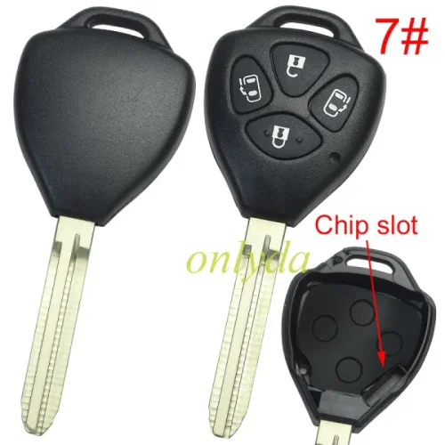 free shipping 10pcs/lot forToyota 3+1 button remote key shell with red panic (no )