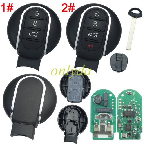 For BMW mini cooper 3/4 button Keyless Mini remote key with 315mhz/434mhz with PCF7953P Chip aftermerket PCB+aftermarket shell, pls choose button and frequency