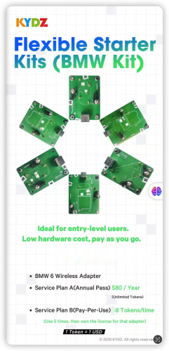 [Pre order]KYDZ Adapter Plates for BMW Series One set includes 6 adapter plates  Usage rules updated: Customers may choose between: Option A Annual renewal at USD 80 per year Unlimited token usage within the validity period Suitable for locksmiths who frequently work with BMW vehicles Option B 8 tokens per adapter plate per use After 5 uses, this adapter plate will no longer incur charges (The package includes 8 plates; each plate must be paid for individually)
