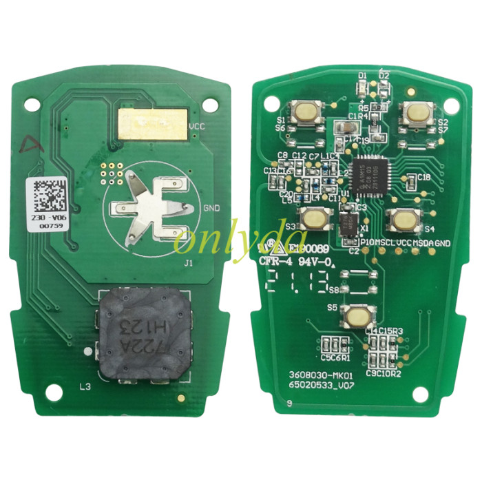 For Original CHANGAN 5 button smart key with 4A NCF29AxM Chip 434MHz 3608030-MK02