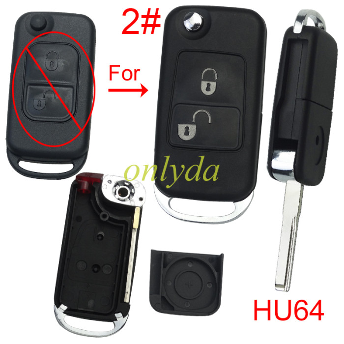 For Benz modified key shell with HU64 blade with Badge , pls choose button