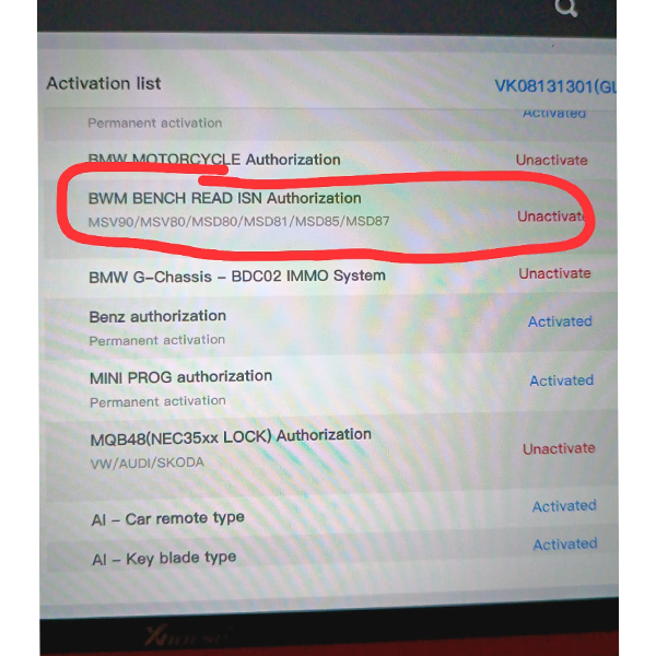 Xhorse BMW ISN on Bench Authorization For VVDI Key Tool Plus