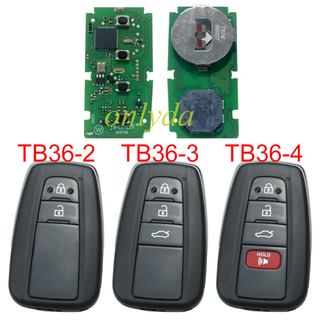 KEYDIY TB36-2 TB36-3 TB36-4 with 8A/Toyota H chip KD Smart Key Universal Remote Control 【8A】