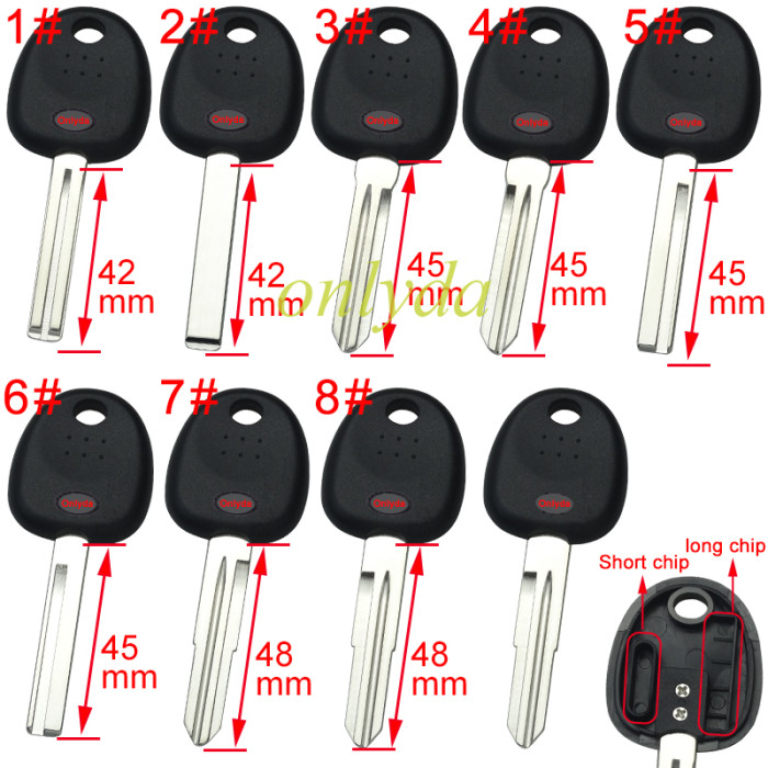 For Hyundai transponder key shell with balde have chip solt ,with badge , pls choose blade
