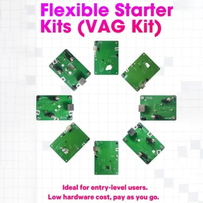 Basic kit （need pay when using）KYDZ Adapter Plates for Volkswagen Audi 5C/5D One set includes 8 adapter plates soldering-free PCB Set Usage rules(2 Option for pay) : Option A Annual renewal at USD 80 per year( including cost for all 8pcs ) Unlimited  usage within the validity period ， Suitable for locksmiths who frequently work with 5C/5D . Option B 8 USD=1Utokens per adapter plate per use After 5 uses, this adapter plate will no longer charges (The package includes 8 plates; each plate must be paid for in